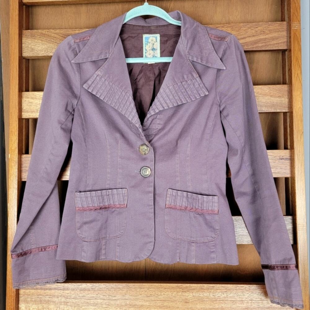Burning Torch Anthropologie Mauve Blazer Jacket Sz S / P